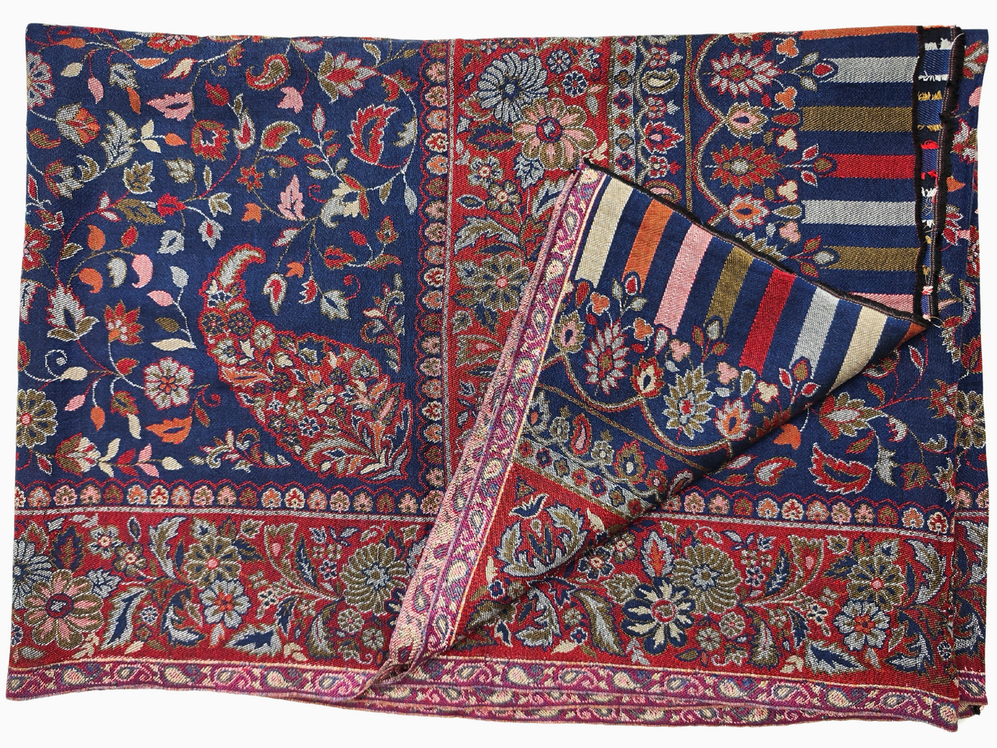 Silk and Cotton blend Stole-Scarf-Wrap in Red/Blue combination Paisley design Self Pattern Print Autumn collection 2024