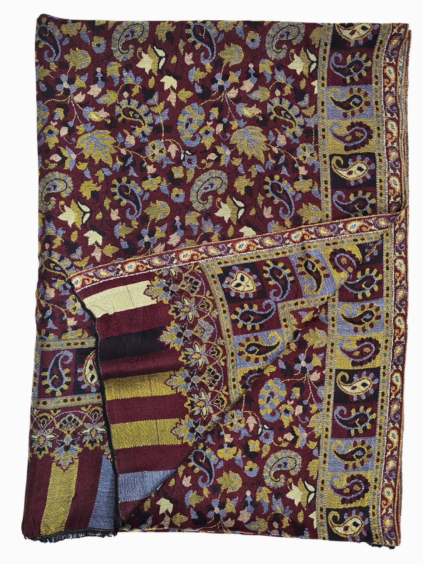 Silk and Cotton blend Stole-Scarf-Wrap in Red/Gold combination Paisley design Self Pattern Print Autumn collection 2024