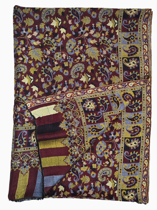 Silk and Cotton blend Stole-Scarf-Wrap in Red/Gold combination Paisley design Self Pattern Print Autumn collection 2024