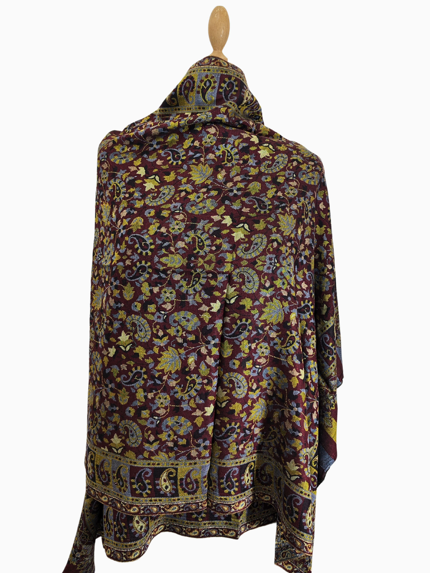 Silk and Cotton blend Stole-Scarf-Wrap in Red/Gold combination Paisley design Self Pattern Print Autumn collection 2024