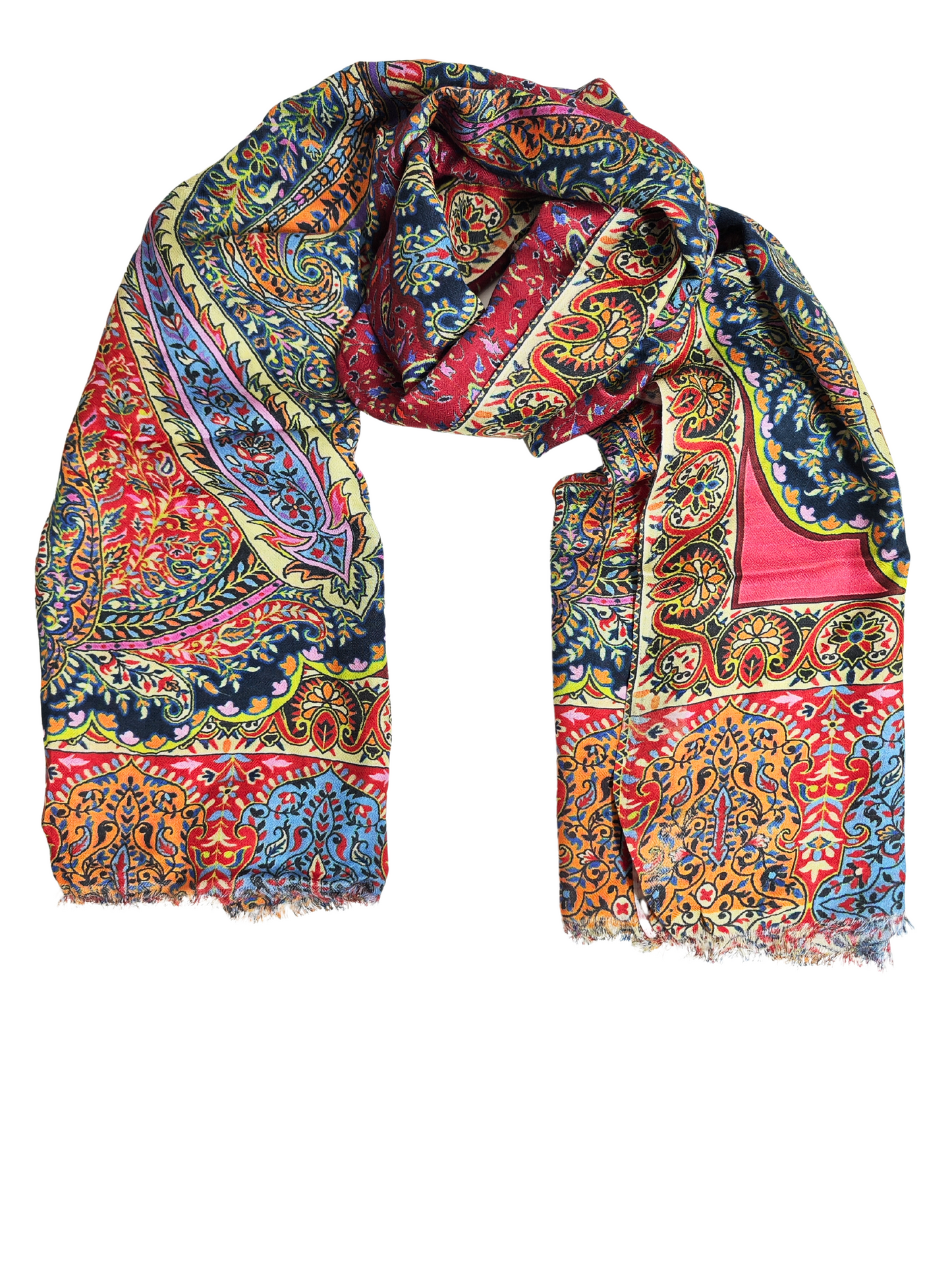 Silk and Cotton blend Stole-Scarf-Wrap in handmade Autumn collection 2024 Multi Colour