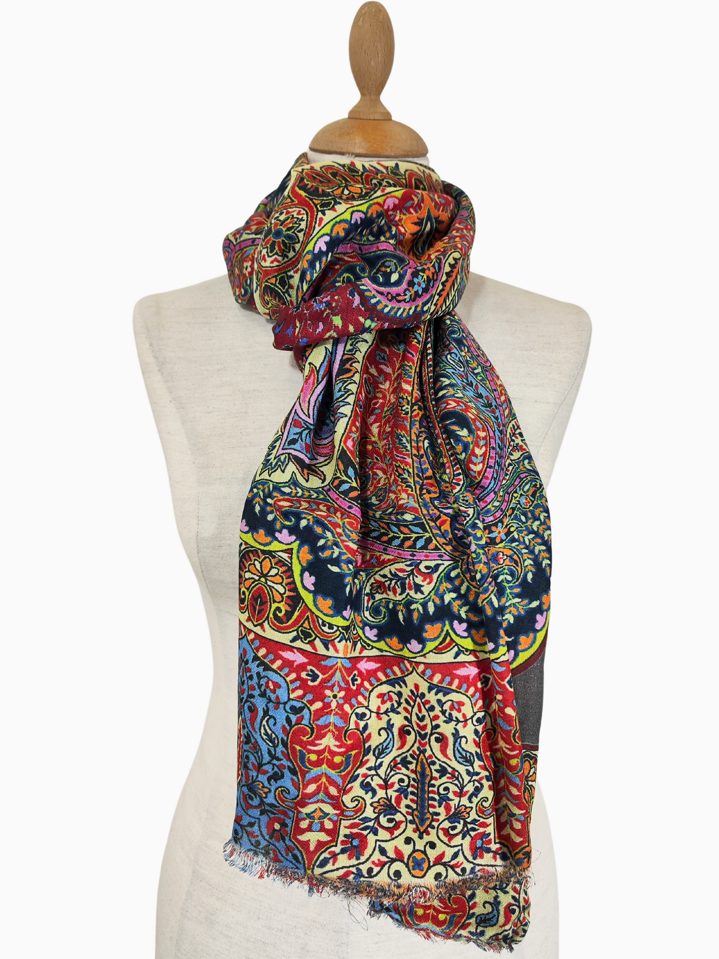 Silk and Cotton blend Stole-Scarf-Wrap in handmade Autumn collection 2024 Multi Colour