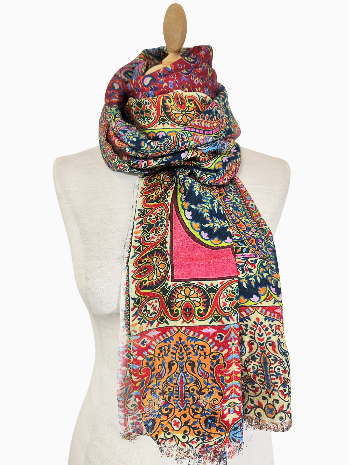 Silk and Cotton blend Stole-Scarf-Wrap in handmade Autumn collection 2024 Multi Colour