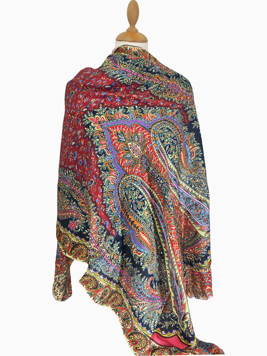 Silk and Cotton blend Stole-Scarf-Wrap in handmade Autumn collection 2024 Multi Colour