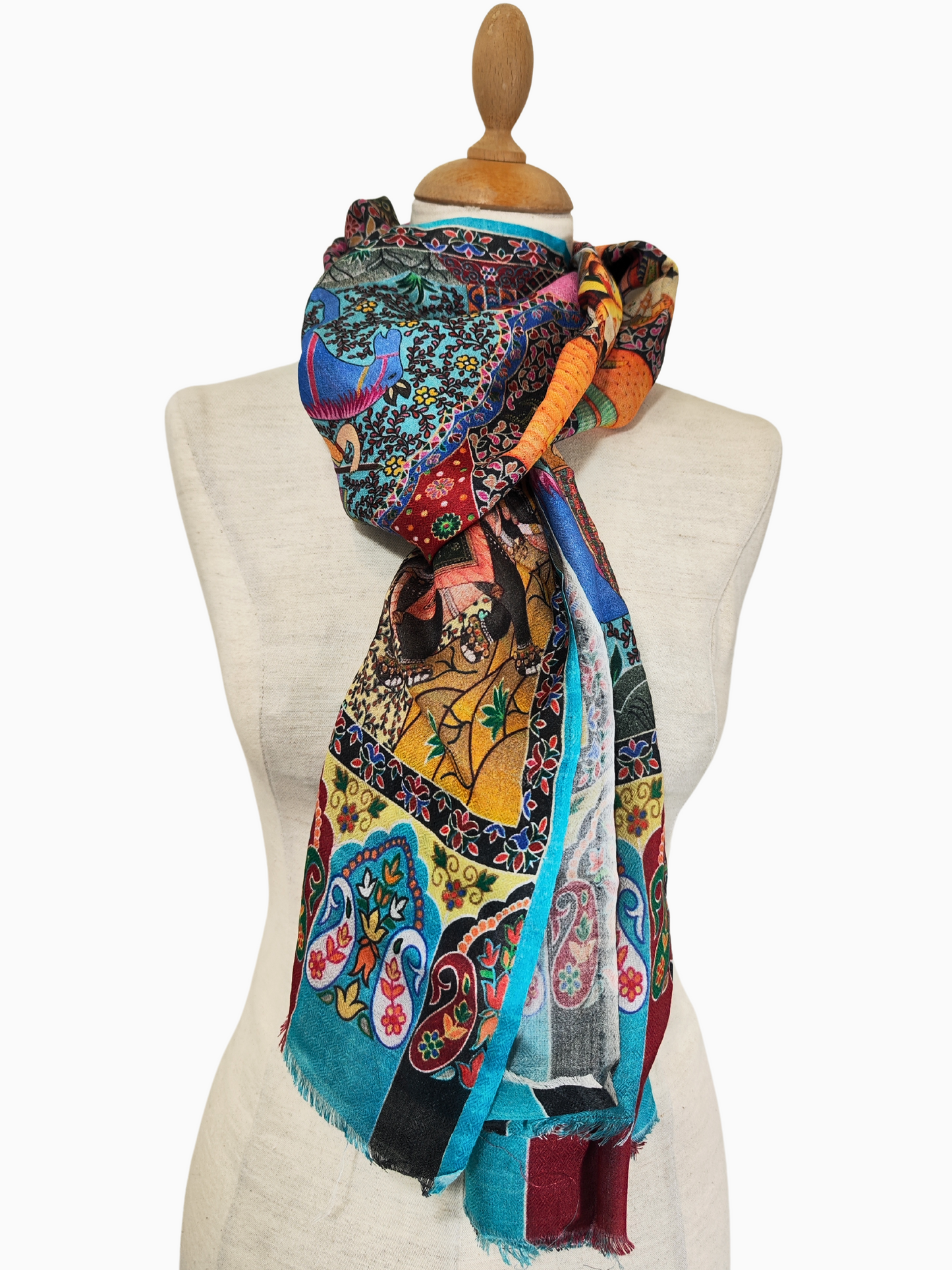 Silk and Cotton blend Stole-Scarf-Wrap in handmade Autumn collection 2024 Multi Colour