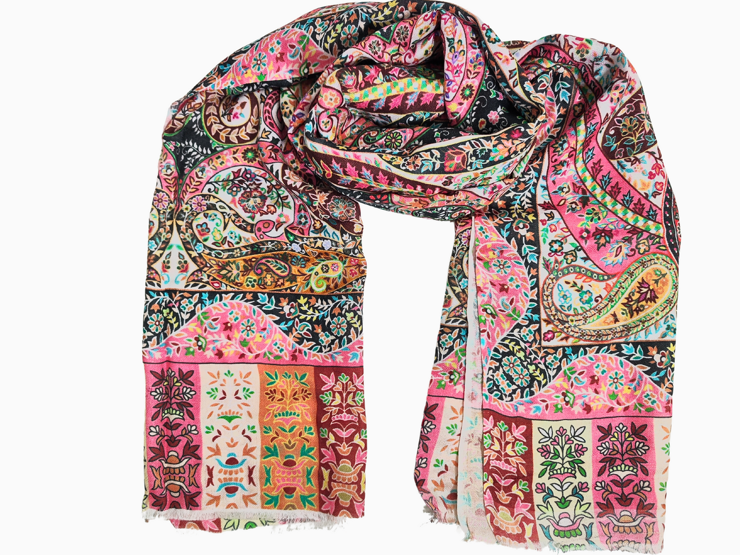 Silk and Cotton blend Stole-Scarf-Wrap in metallic Multi-Colour Autumn collection 2024