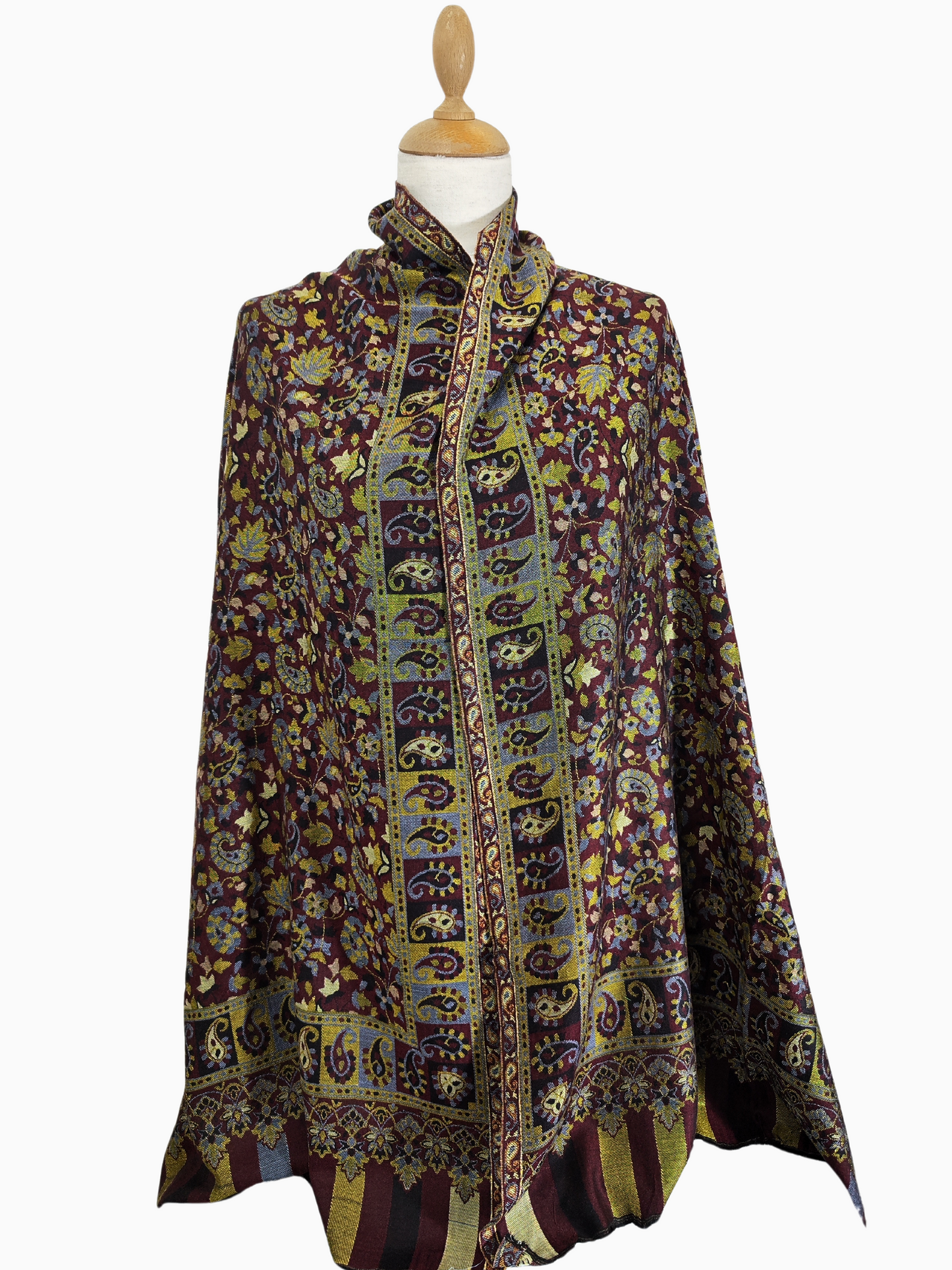 Silk and Cotton blend Stole-Scarf-Wrap in Red/Gold combination Paisley design Self Pattern Print Autumn collection 2024