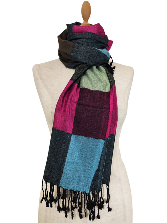 Colorful Striped Wool Blend Shawl, Vibrant Striped Shawl, Warm and Cozy Striped Shawl