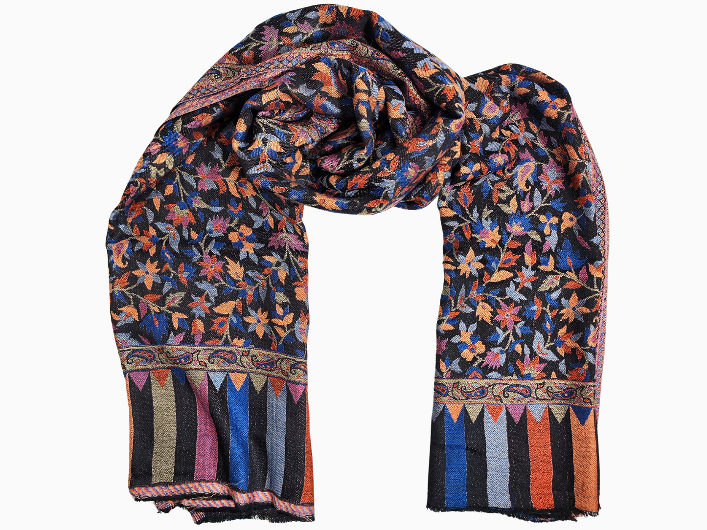 Stola Schal Kühn und leuchtend: Dieser lebendige, gestreifte Schal Wool Blend Shawl- Multi Colored Unisex Geschenk Warme Tuch