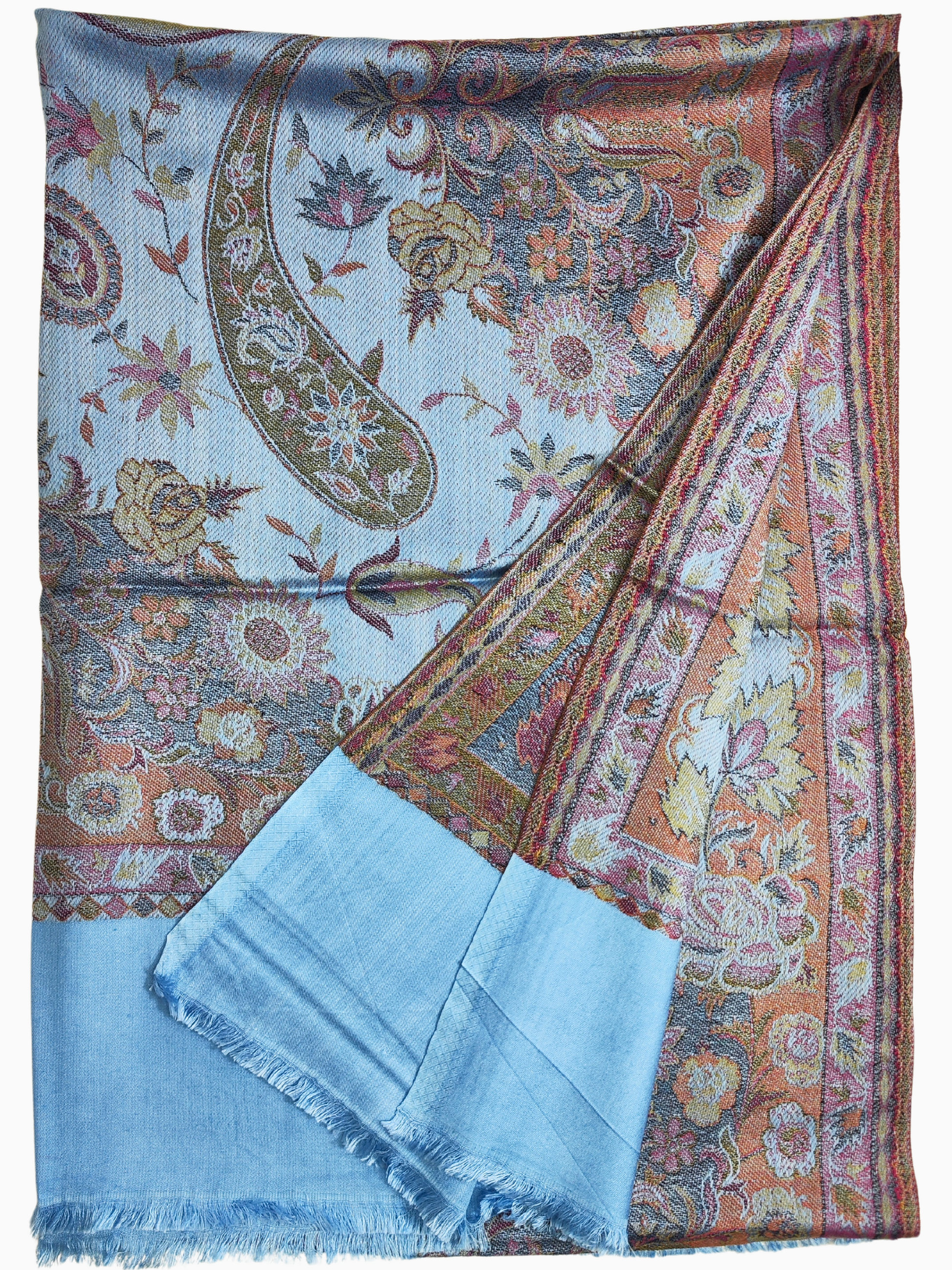 Scialle blu paisley
Scialle in pashmina blu cielo
Scialle in pashmina blu cielo con intricato disegno paisley e bordi sfrangiati
Lussuoso scialle in lana pashmina misto seta blu cielo con intricato disegno paisley
Scialle di lana pashmina in misto seta scialle blu cielo paisley per le donne