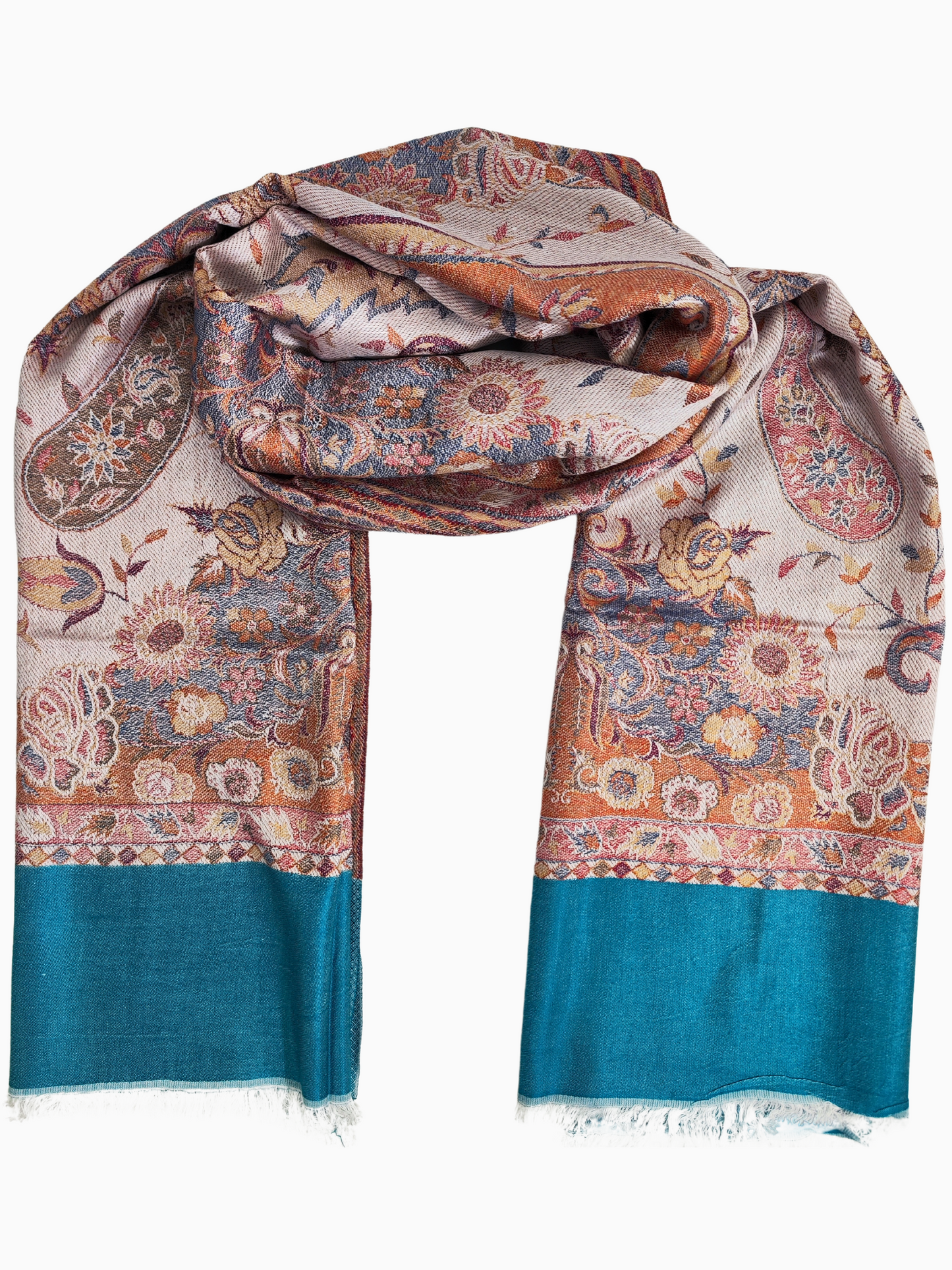 Xaile de pashmina com bordado intrincado e desenho paisley. Xaile de pashmina feito à mão com cores vibrantes e bordados delicados.
Xaile de pashmina macio e luxuoso, adornado com um bonito padrão paisley.
Xaile de pashmina quente e acolhedor com um cativante desenho bordado.

Bordo turquesa, padrão floral Paisley vermelho, azul e verde