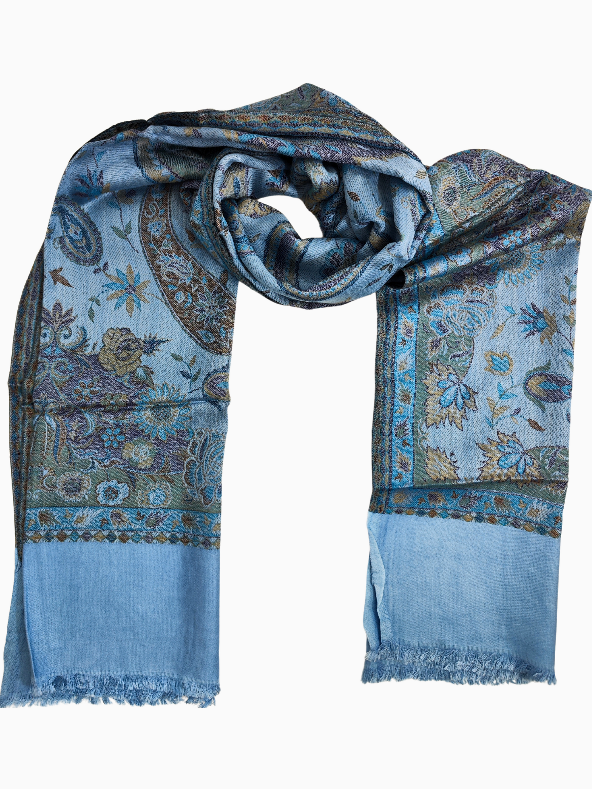 Pashmina Mantón Azul con Diseño Paisley y Flecos
Pashmina Mantón en Azul Paisley Diseño, Un chal de lujo Pashmina en azul con un diseño paisley, hecha de una mezcla de Pashmina, lana y seda. Boho, Cachemira, Cachemira, Regalo, Navidad, Invierno, Cálido